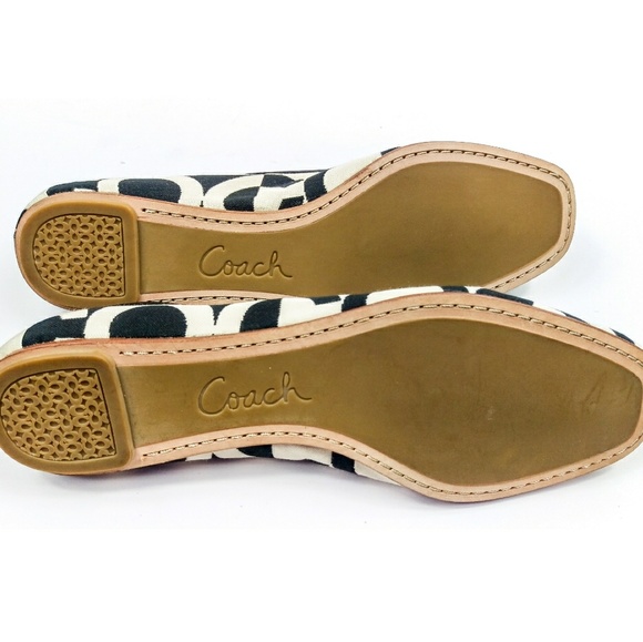 {Coach} NWOB Portia Cream & Black Ballerina Flats - Picture 7 of 8